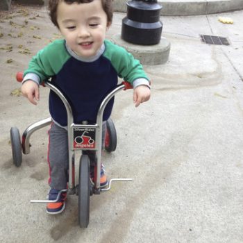 Child riding a tricycle