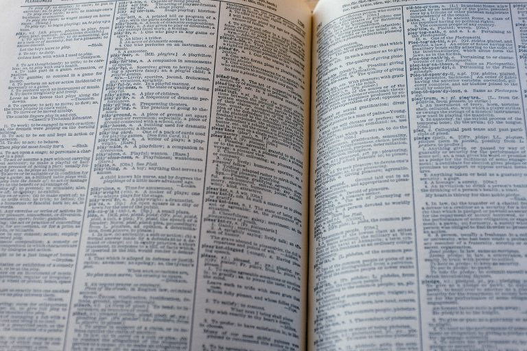 Pages of an open dictionary