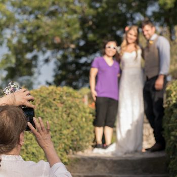 Married couple posing for a wedding photo