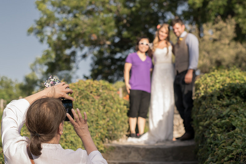 Married couple posing for a wedding photo