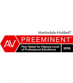 Martindale-Hubbell - AV Preeminent - Peer Rated for Highest Level of Professional Excellence 2016