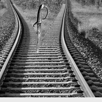 Railroad tracks being split into different directions