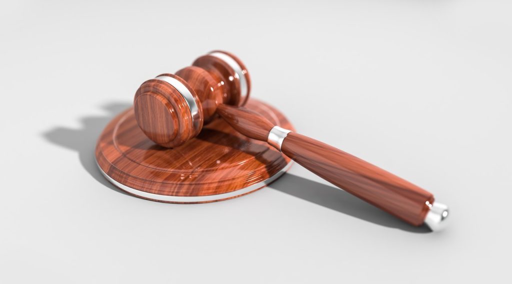 gavel on white table