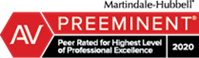 Martindale-Hubbell - AV Preeminent - Peer Rated for Highest Level of Professional Excellence 2020