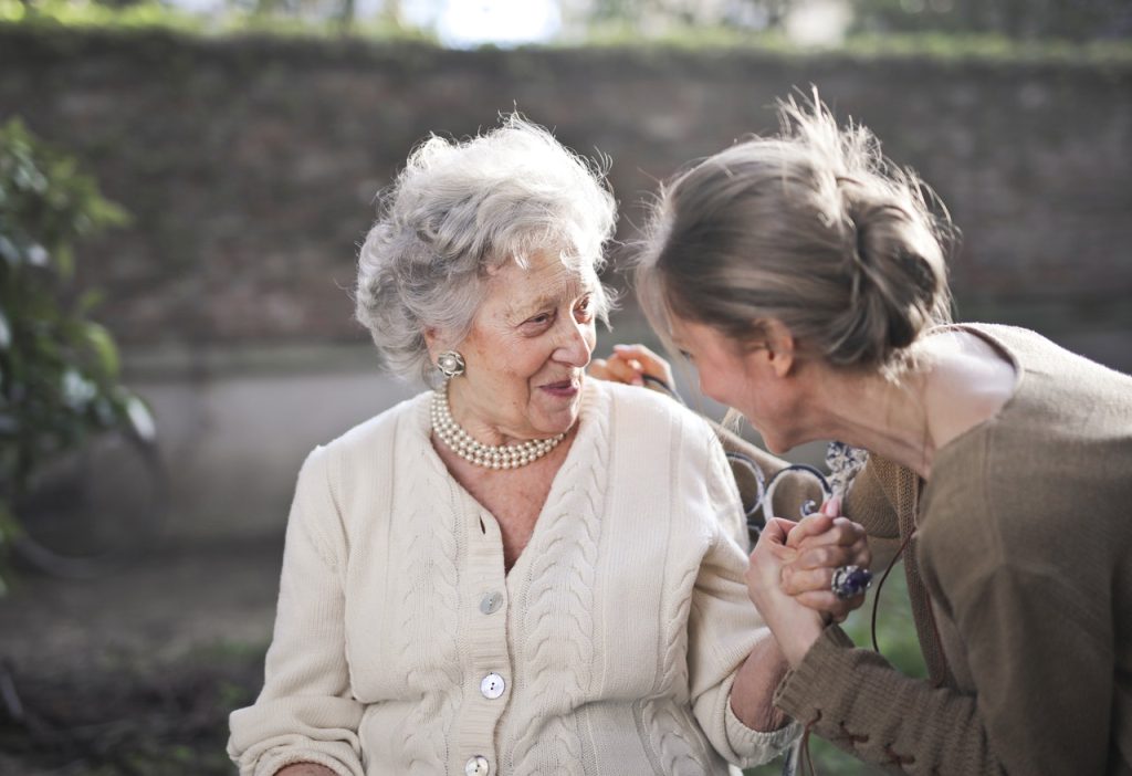 elderly women talking