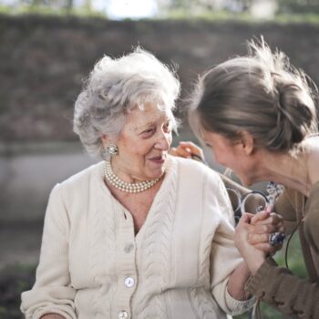 elderly women talking