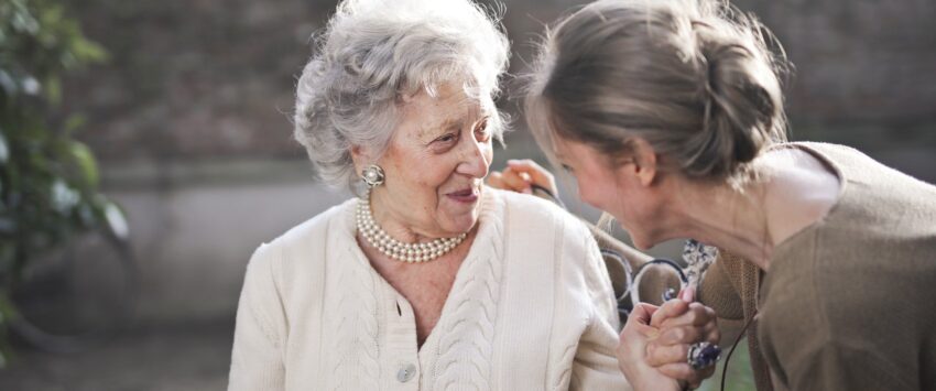 elderly women talking
