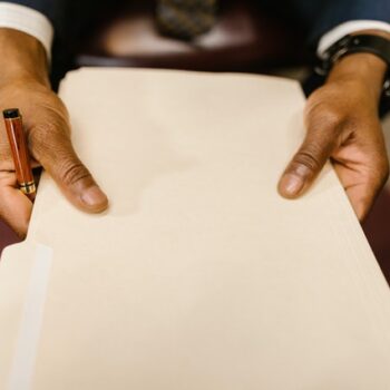 male hands with folder